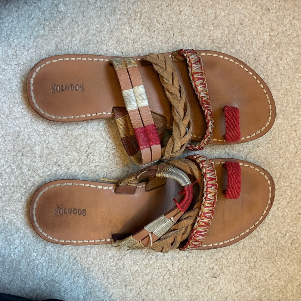 Soludos Women's Braided Sandals in Red, Tan, and Cream